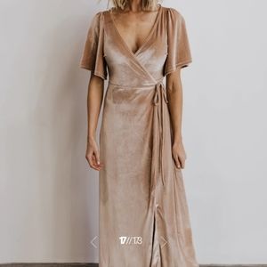 Meghan Velvet Wrap Dress in Shell
